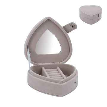 Velvet Jewellery Box 11cm - Grey Heart - RUTHERFORD & Co