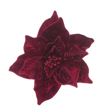 VELVET LUXE POINSETTIA CLIP 23 - RUTHERFORD & Co