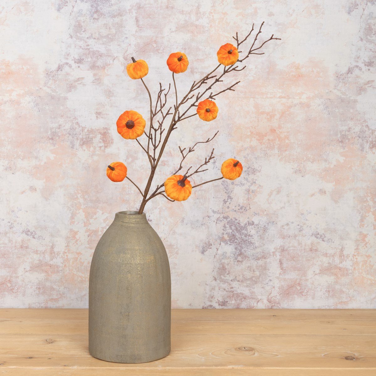 Velvet Pumpkin Spray 74cm – Orange - RUTHERFORD & Co