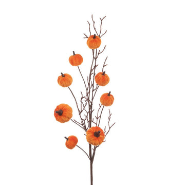 Velvet Pumpkin Spray 74cm – Orange - RUTHERFORD & Co