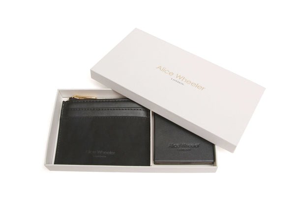 Verona Coin Purse w Mirror Gift Set/Black - RUTHERFORD & Co