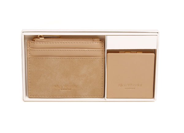 Verona Coin Purse w Mirror Gift Set/Sand - RUTHERFORD & Co