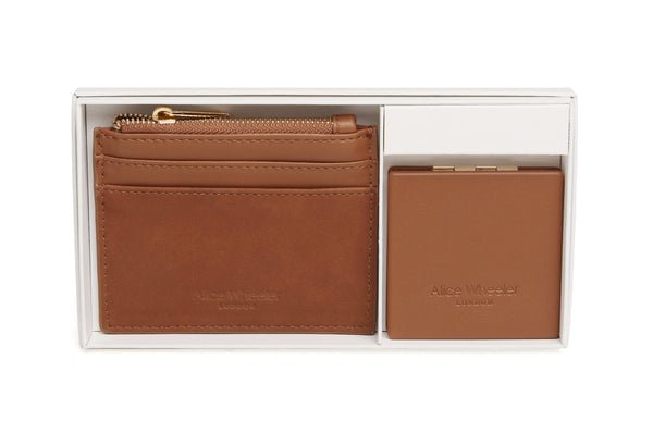 Verona Coin Purse w Mirror Gift Set/Tan - RUTHERFORD & Co