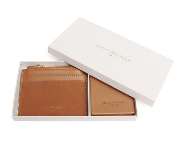 Verona Coin Purse w Mirror Gift Set/Tan - RUTHERFORD & Co
