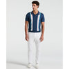 Vertical Stripe Sweater Polo Shirt In Sargasso Sea - RUTHERFORD & Co