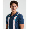 Vertical Stripe Sweater Polo Shirt In Sargasso Sea - RUTHERFORD & Co