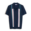 Vertical Stripe Sweater Polo Shirt In Sargasso Sea - RUTHERFORD & Co