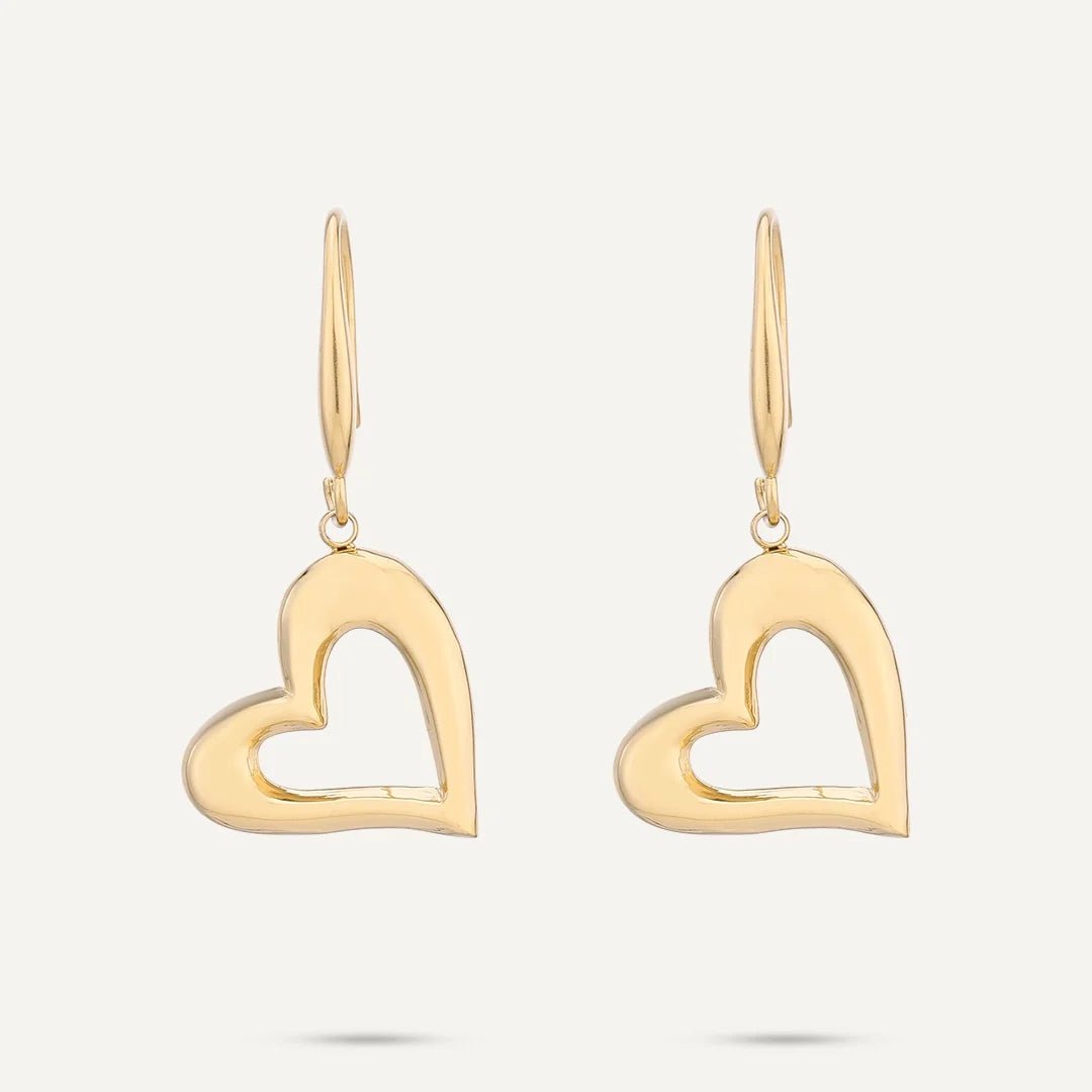 Vibes Open Heart Drop Earrings, Gold-Plated Stainless Steel - RUTHERFORD & Co
