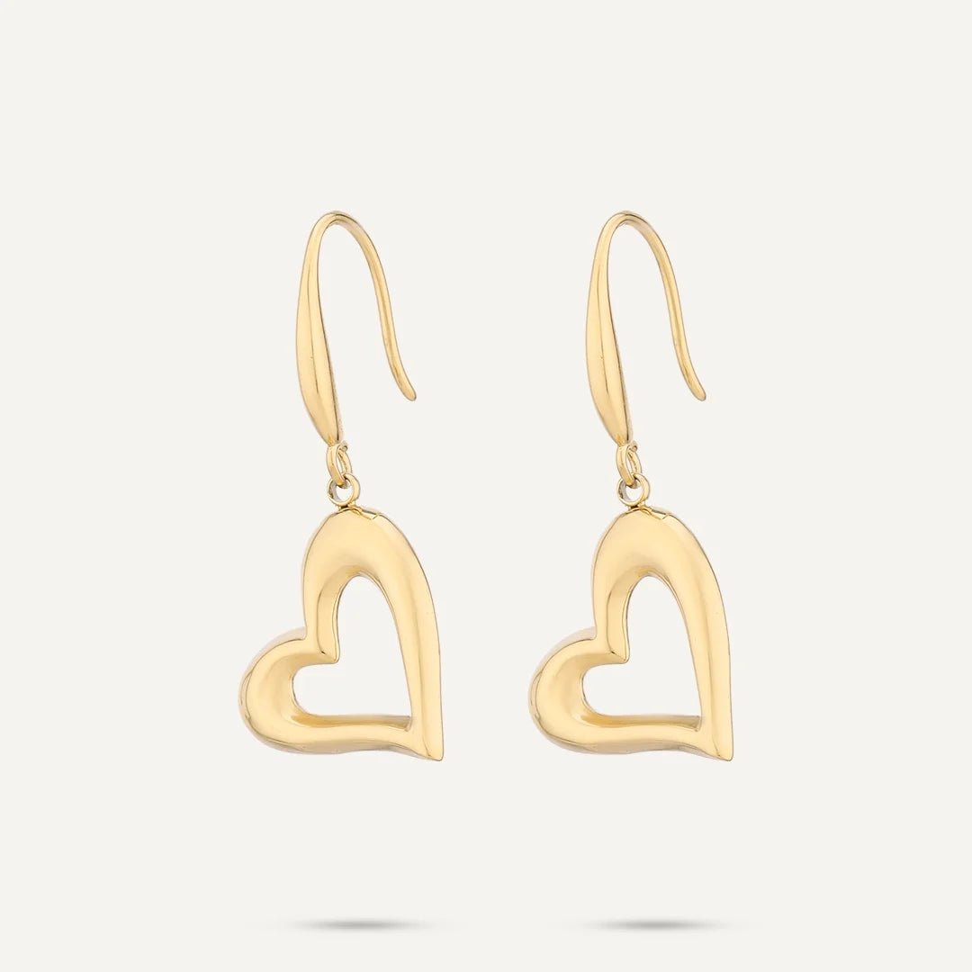 Vibes Open Heart Drop Earrings, Gold-Plated Stainless Steel - RUTHERFORD & Co