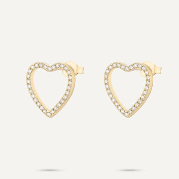 Vibes Pavé Open Heart Stud Earrings, Gold-Plated Stainless Steel - RUTHERFORD & Co