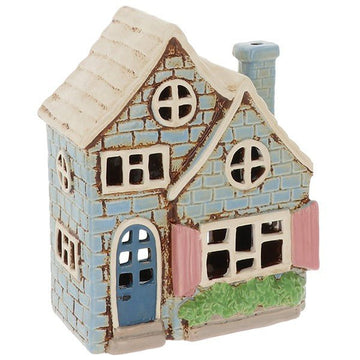 Village Pottery Double House Blue Tealight - RUTHERFORD & Co