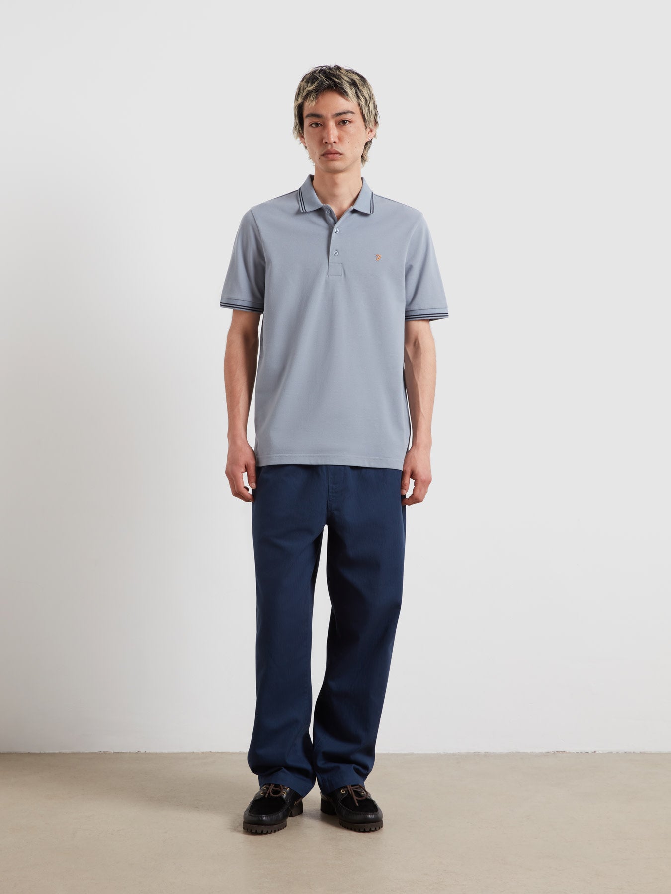 Bowes Tipped Polo Shirt In Icelandic Blue