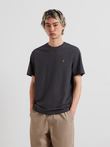 Danny Regular Fit Organic Cotton T-Shirt In Washed Black Marl