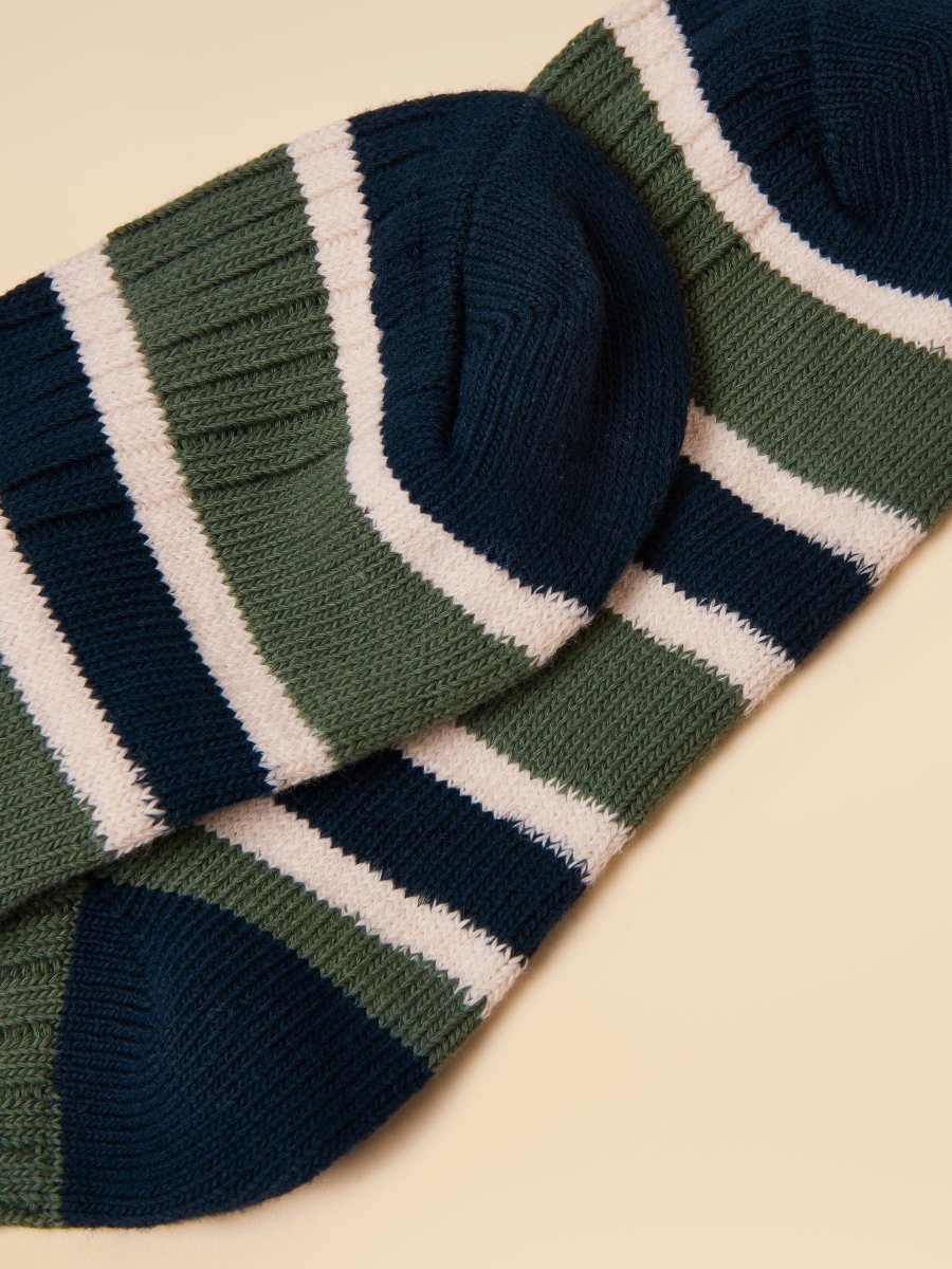 Wader Green & Navy Striped Welly Socks - RUTHERFORD & Co