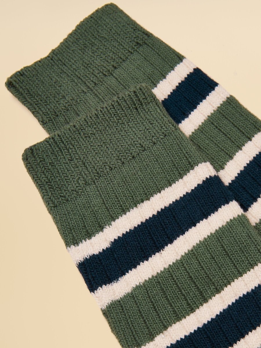 Wader Green & Navy Striped Welly Socks - RUTHERFORD & Co