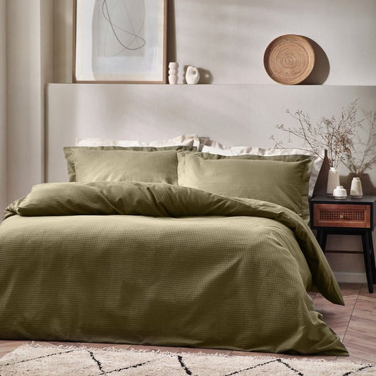 Waffle Textured 100% Cotton Duvet Cover Set - RUTHERFORD & Co