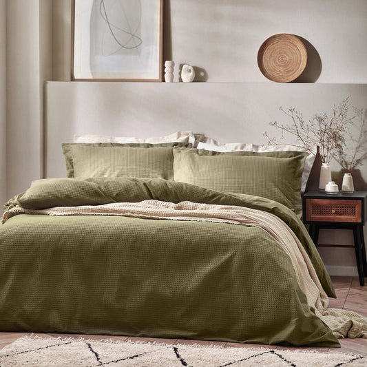 Waffle Textured 100% Cotton Duvet Cover Set - RUTHERFORD & Co