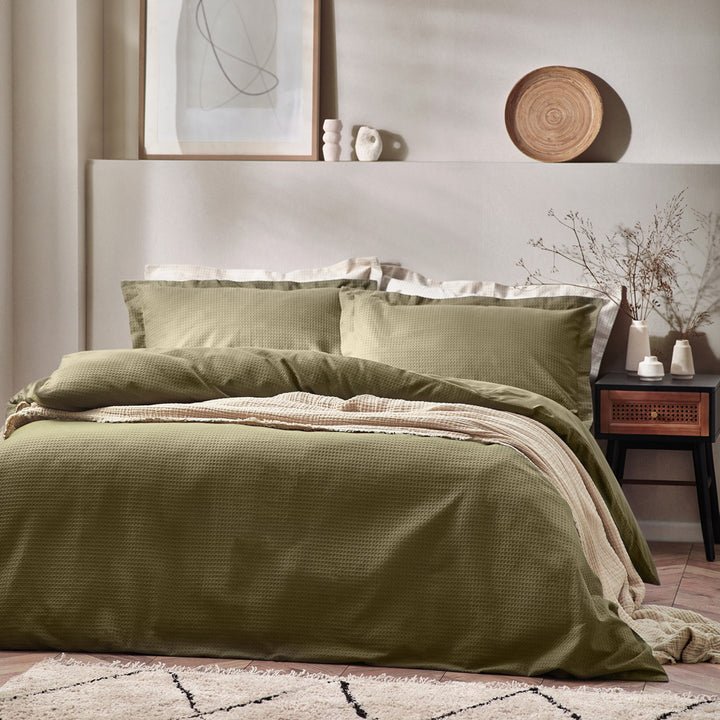 Waffle Textured 100% Cotton Duvet Cover Set - RUTHERFORD & Co