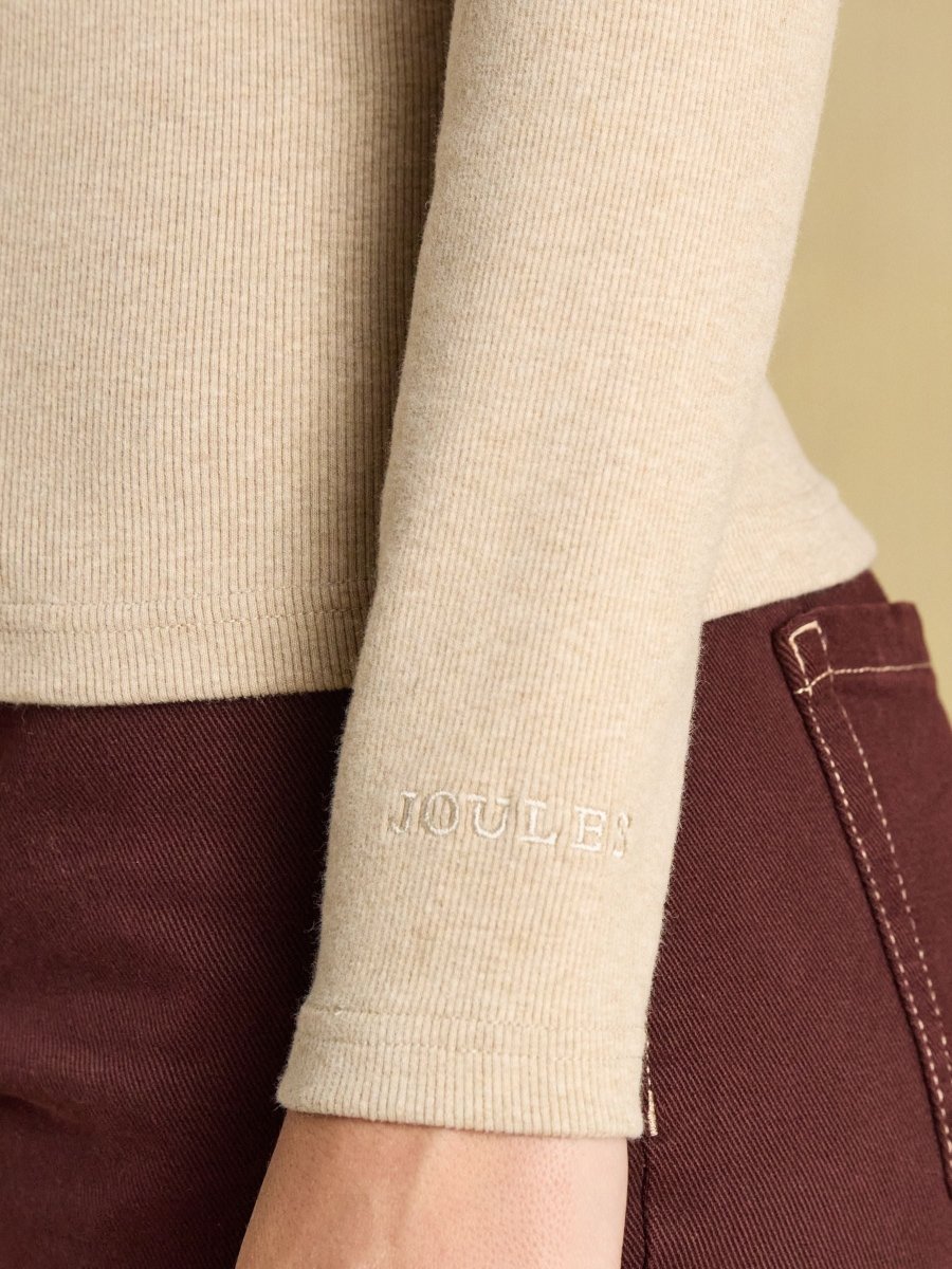 Warm Handle Ribbed Roll Neck Top - Oat Marl - RUTHERFORD & Co
