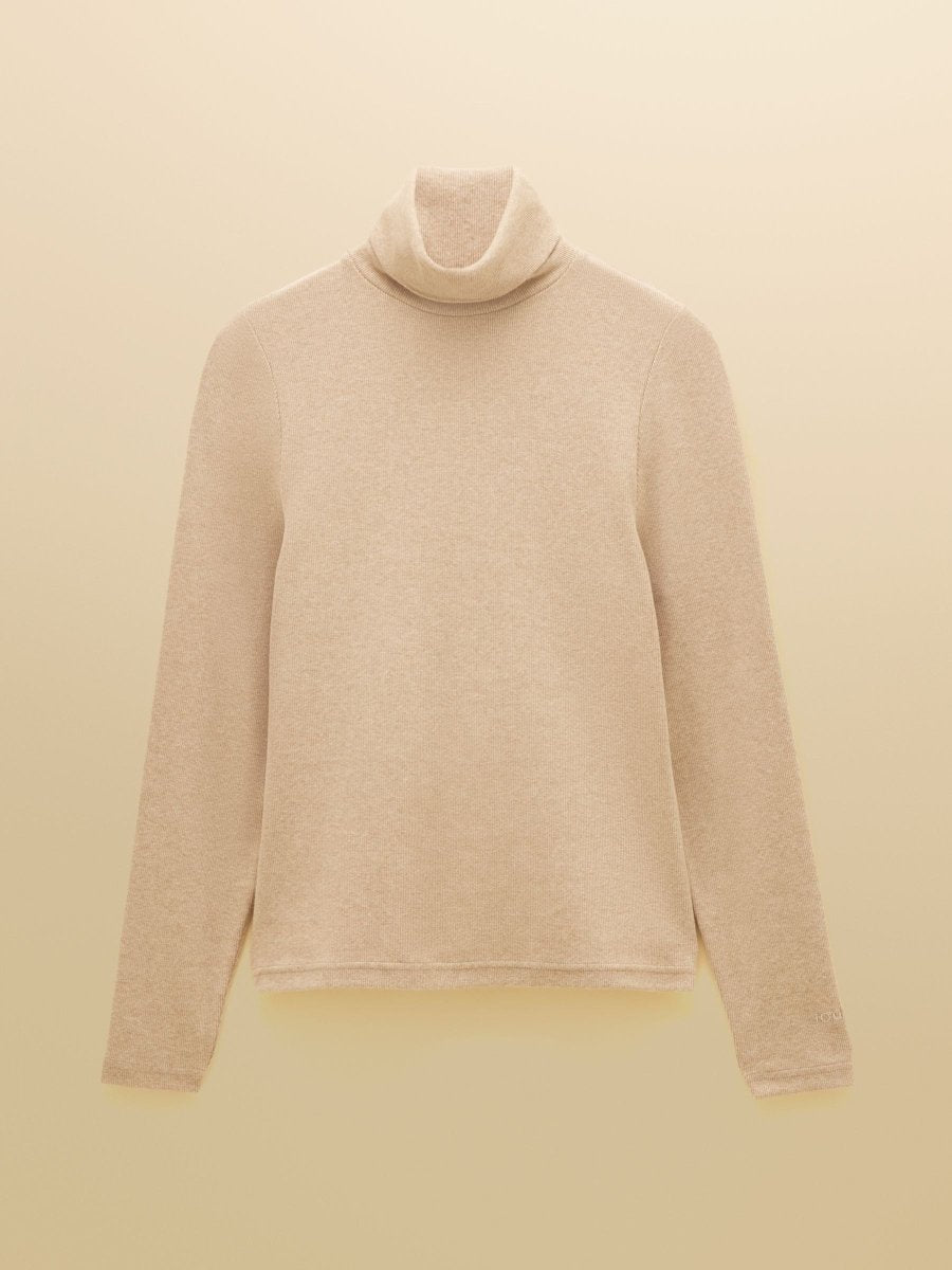 Warm Handle Ribbed Roll Neck Top - Oat Marl - RUTHERFORD & Co