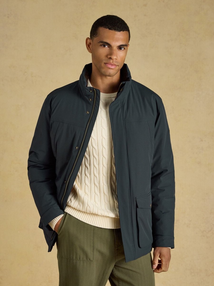 Waterproof Padded Field Coat - Navy - RUTHERFORD & Co