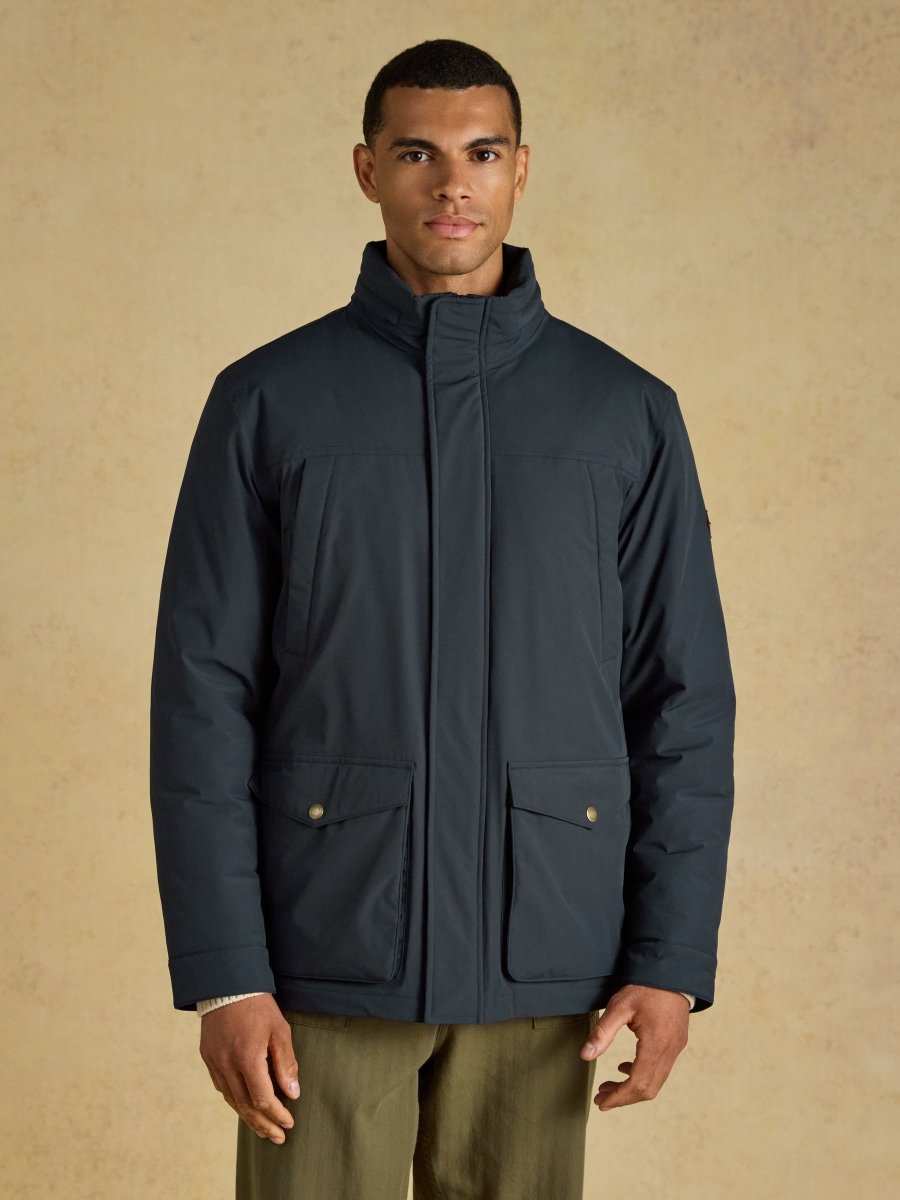 Waterproof Padded Field Coat - Navy - RUTHERFORD & Co