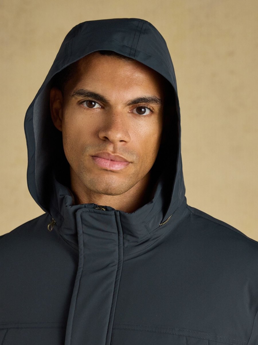 Waterproof Padded Field Coat - Navy - RUTHERFORD & Co