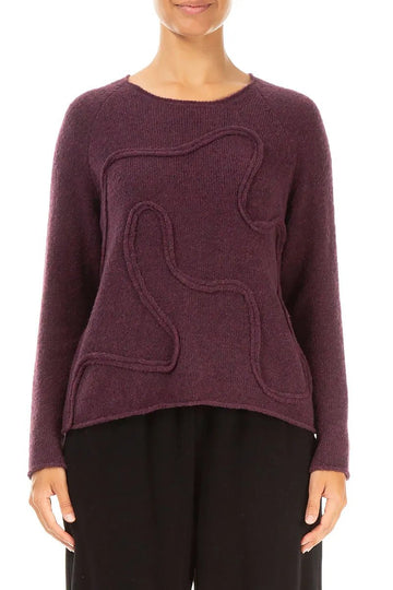 Wavy Seam Mulberry Wool Sweater - RUTHERFORD & Co