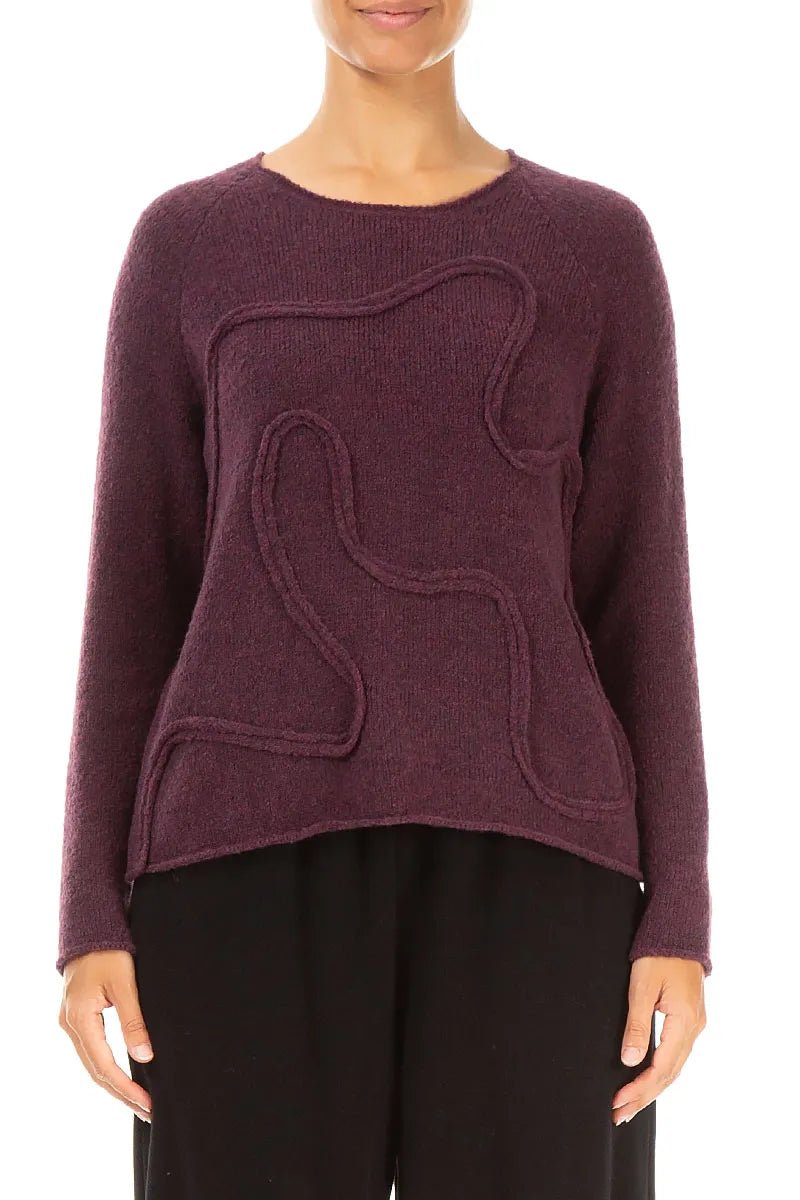 Wavy Seam Mulberry Wool Sweater - RUTHERFORD & Co
