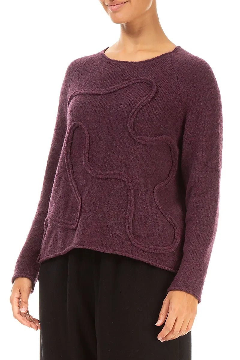 Wavy Seam Mulberry Wool Sweater - RUTHERFORD & Co