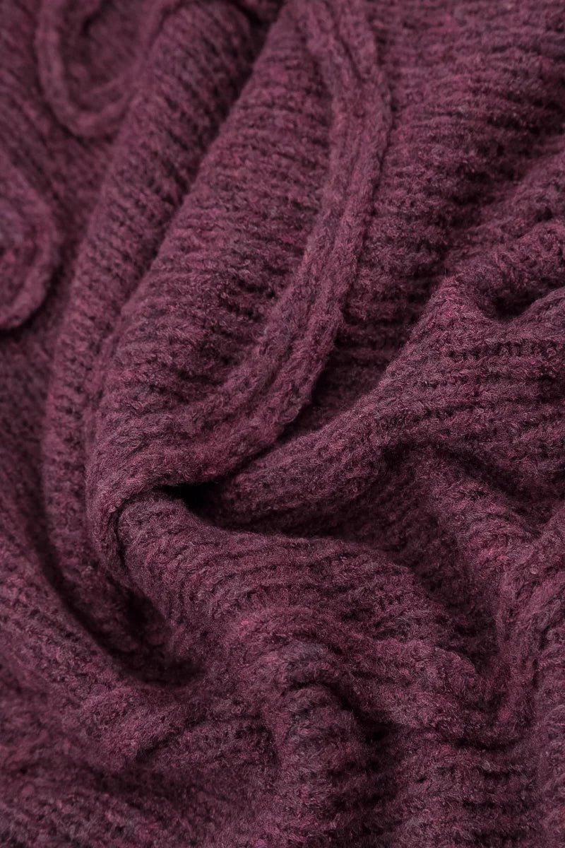 Wavy Seam Mulberry Wool Sweater - RUTHERFORD & Co
