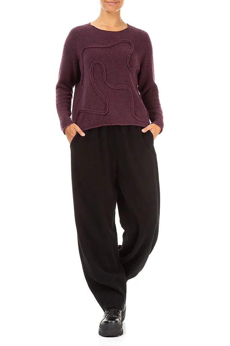 Wavy Seam Mulberry Wool Sweater - RUTHERFORD & Co