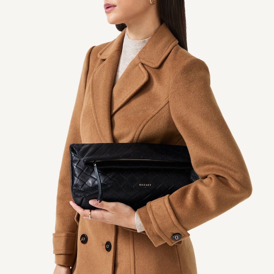 WEAVER LANE/BLACK/MEDIUM FLAPOVER CLUTCH - RUTHERFORD & Co