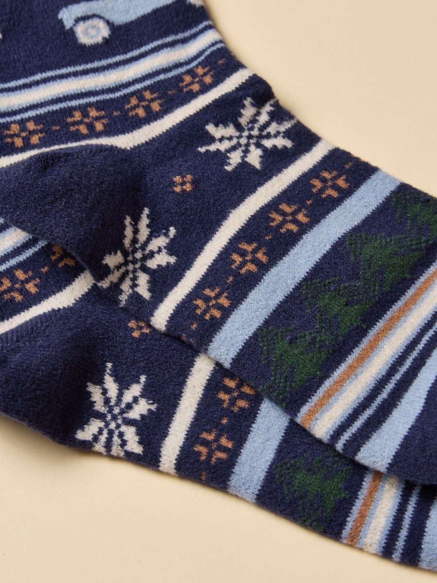 Weston Navy Fairisle Sock - RUTHERFORD & Co