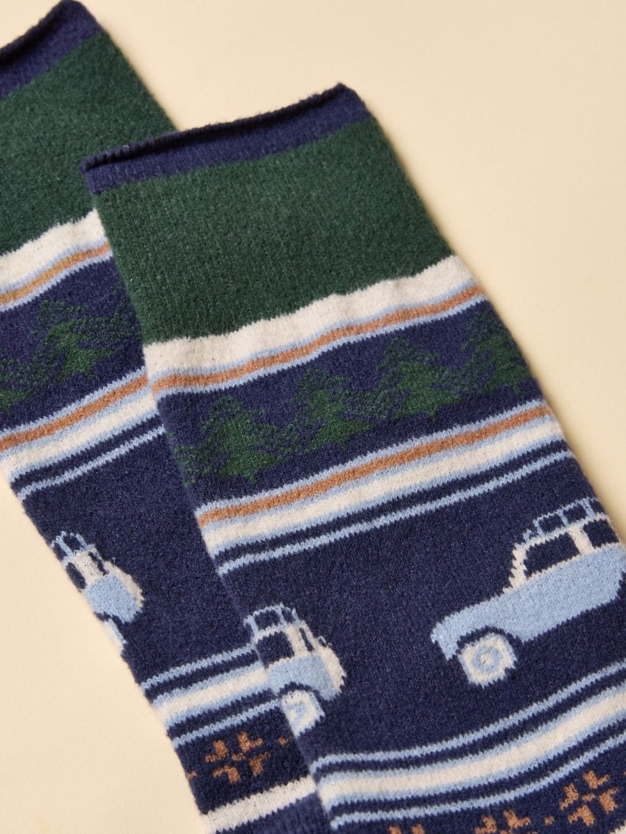 Weston Navy Fairisle Sock - RUTHERFORD & Co
