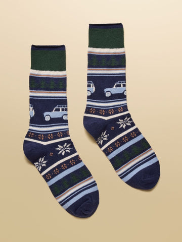 Weston Navy Fairisle Sock - RUTHERFORD & Co