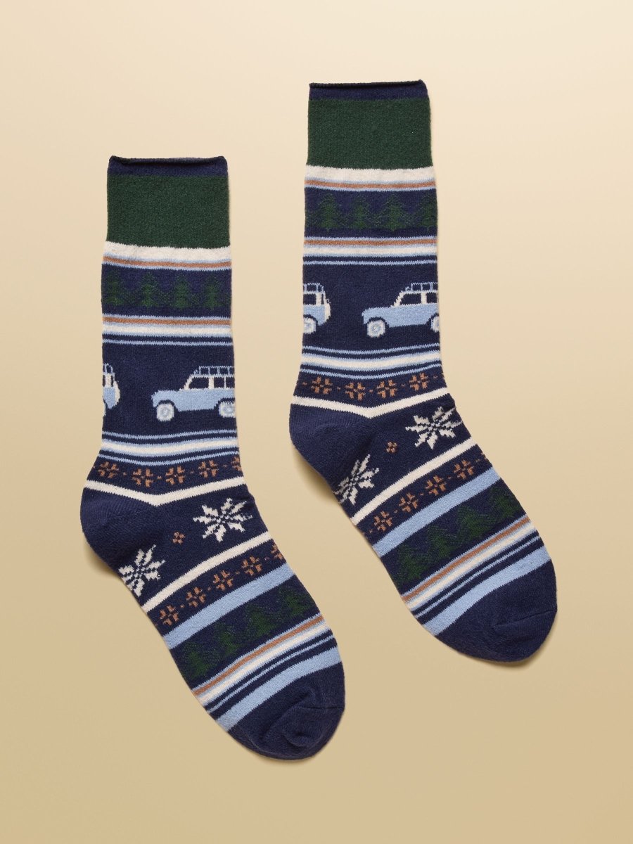 Weston Navy Fairisle Sock - RUTHERFORD & Co
