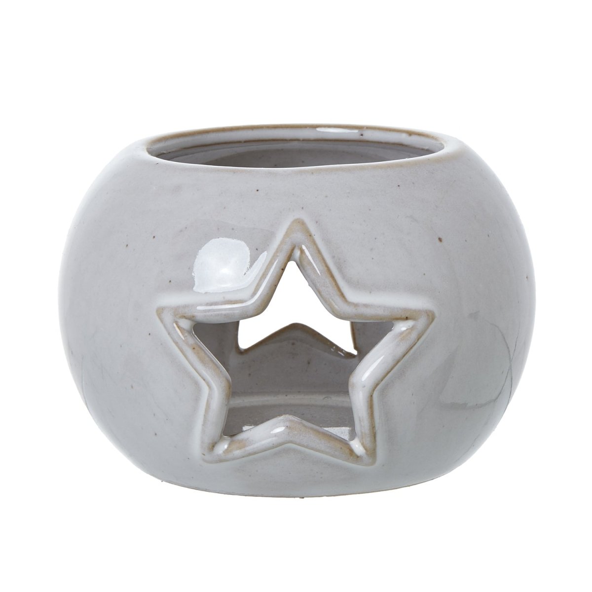 White Ceramic Star Cut-Out Round Tealight Holder - RUTHERFORD & Co