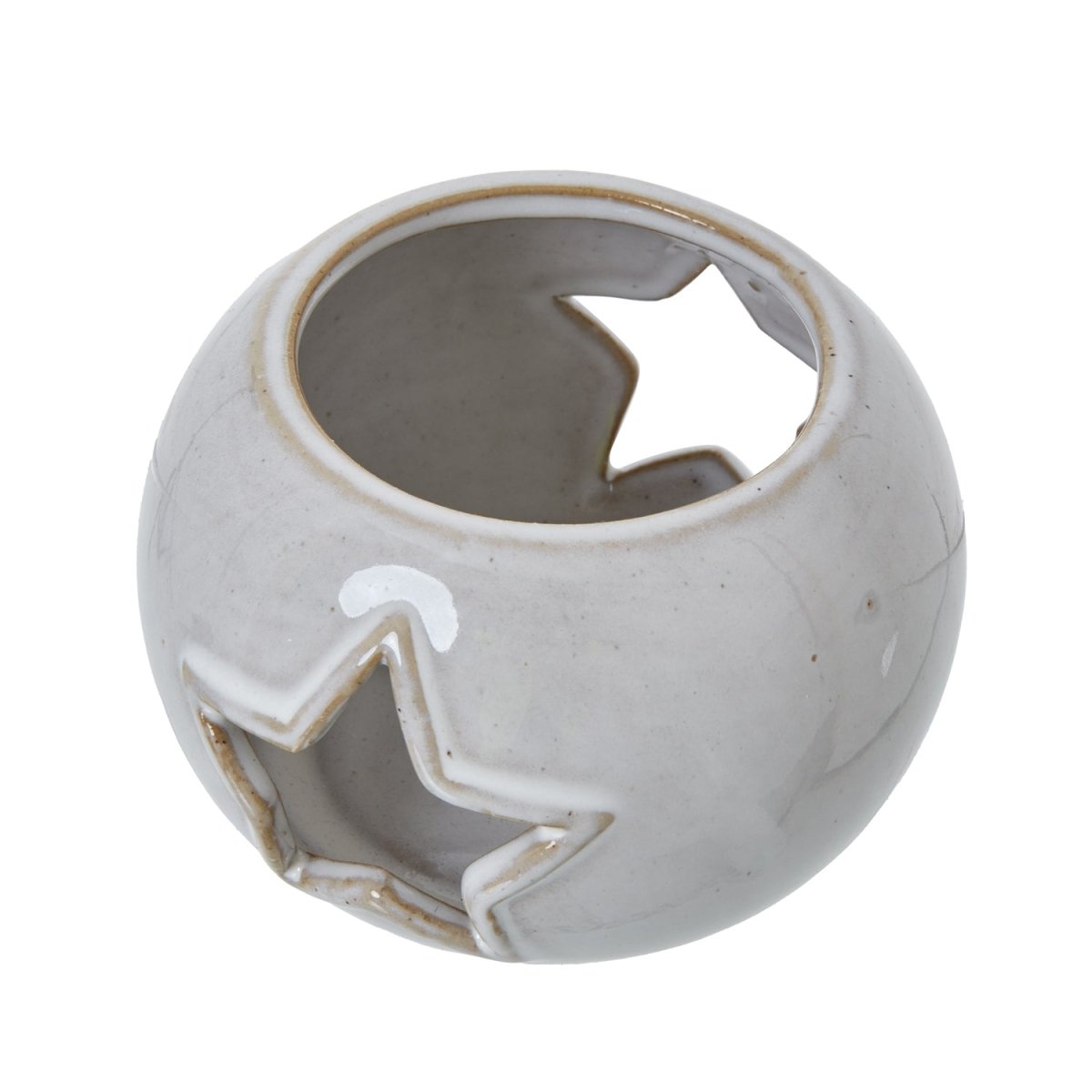 White Ceramic Star Cut-Out Round Tealight Holder - RUTHERFORD & Co