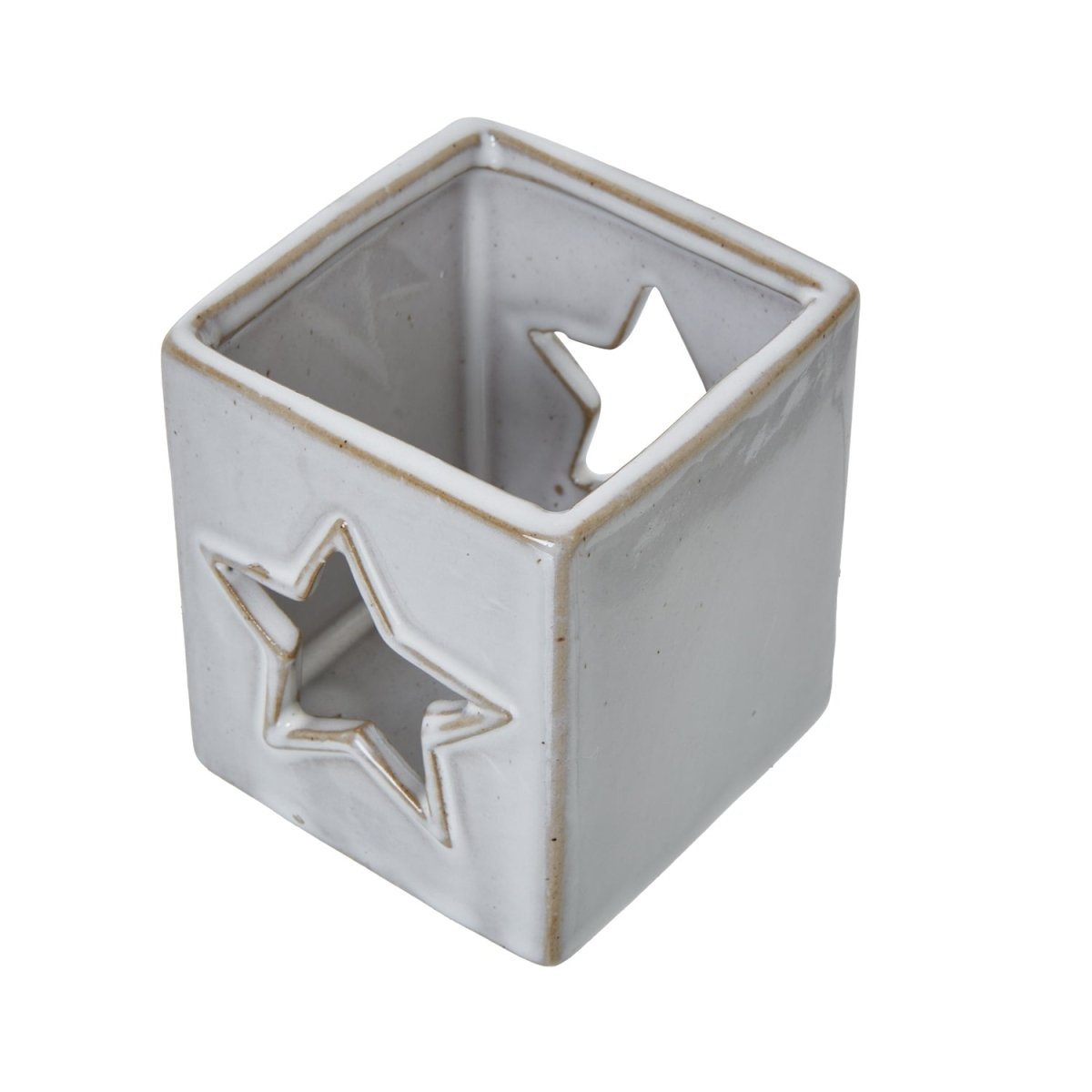 White Ceramic Star Cut-Out Square Tealight Holder - RUTHERFORD & Co