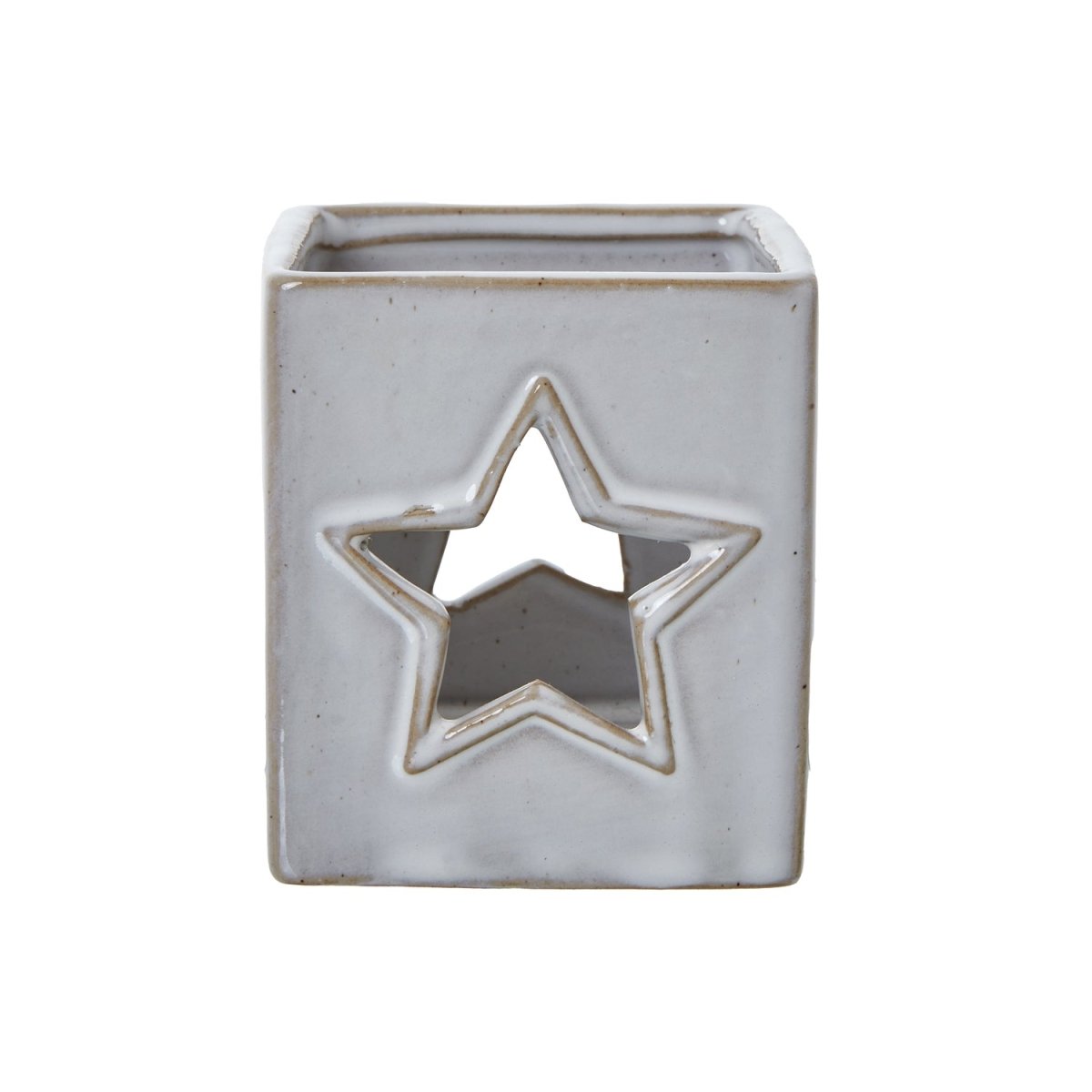 White Ceramic Star Cut-Out Square Tealight Holder - RUTHERFORD & Co
