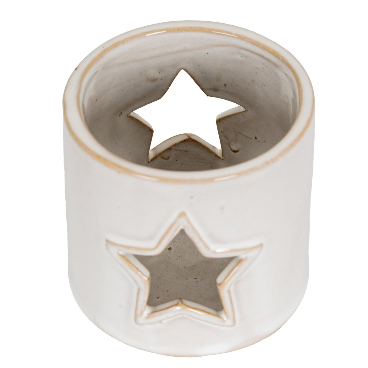White Ceramic Star Cut-Out Tealight Holder - RUTHERFORD & Co