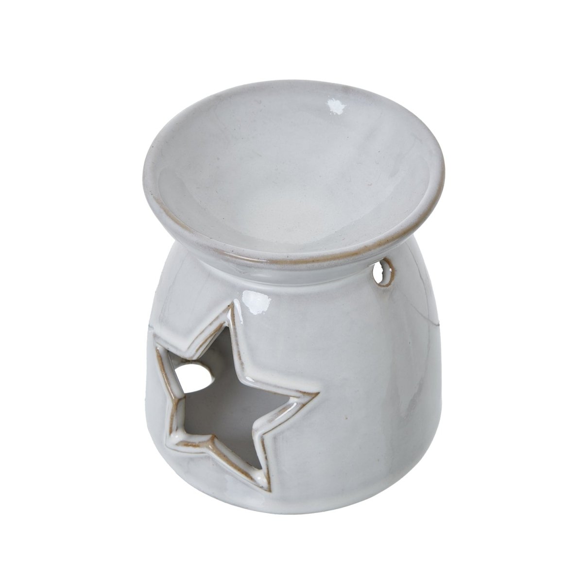 White Ceramic Star Cut-Out Wax Melt Tealight Holder - RUTHERFORD & Co