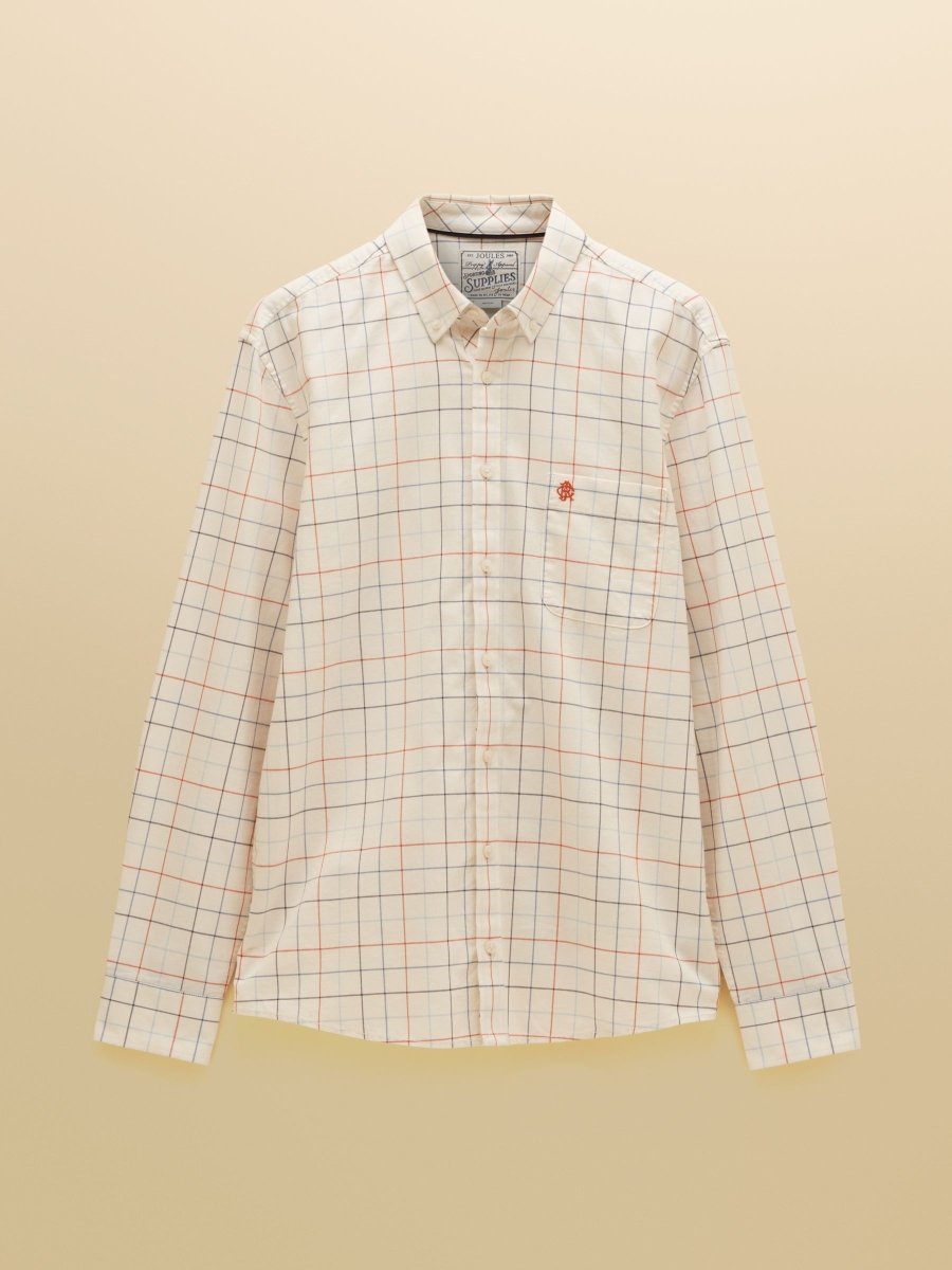 White Checked Classic Fit Cotton Oxford Shirt - RUTHERFORD & Co