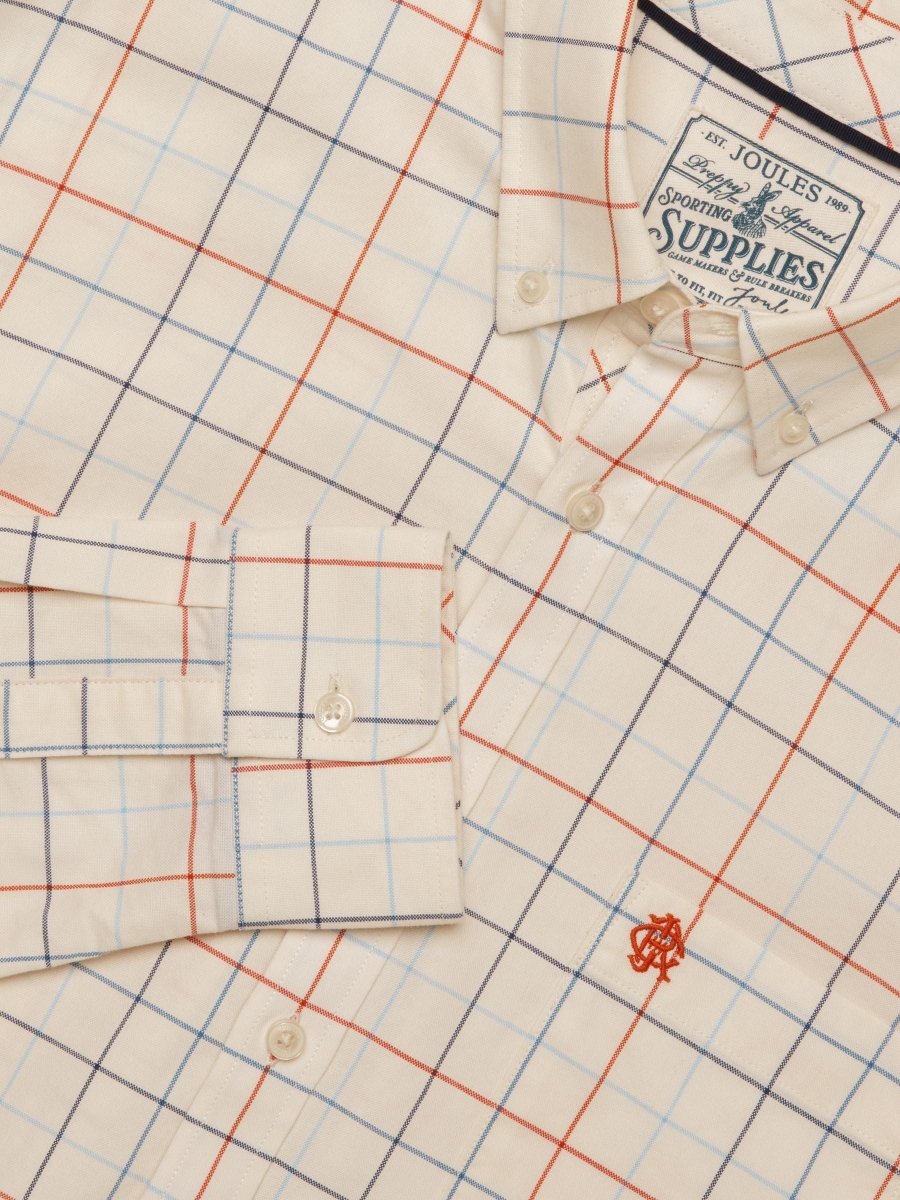 White Checked Classic Fit Cotton Oxford Shirt - RUTHERFORD & Co