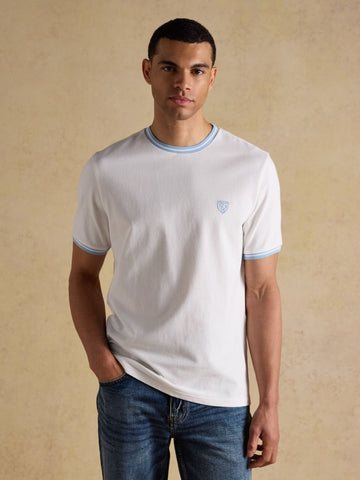White Classic Fit Cotton Pique T-Shirt - RUTHERFORD & Co