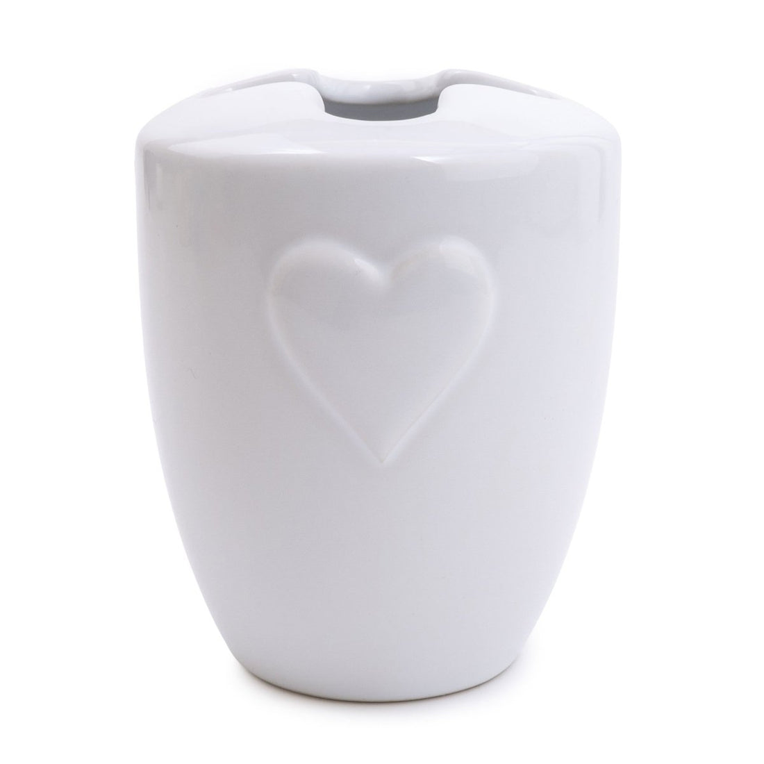 White Embossed Heart Ceramic Toothbrush Holder - RUTHERFORD & Co