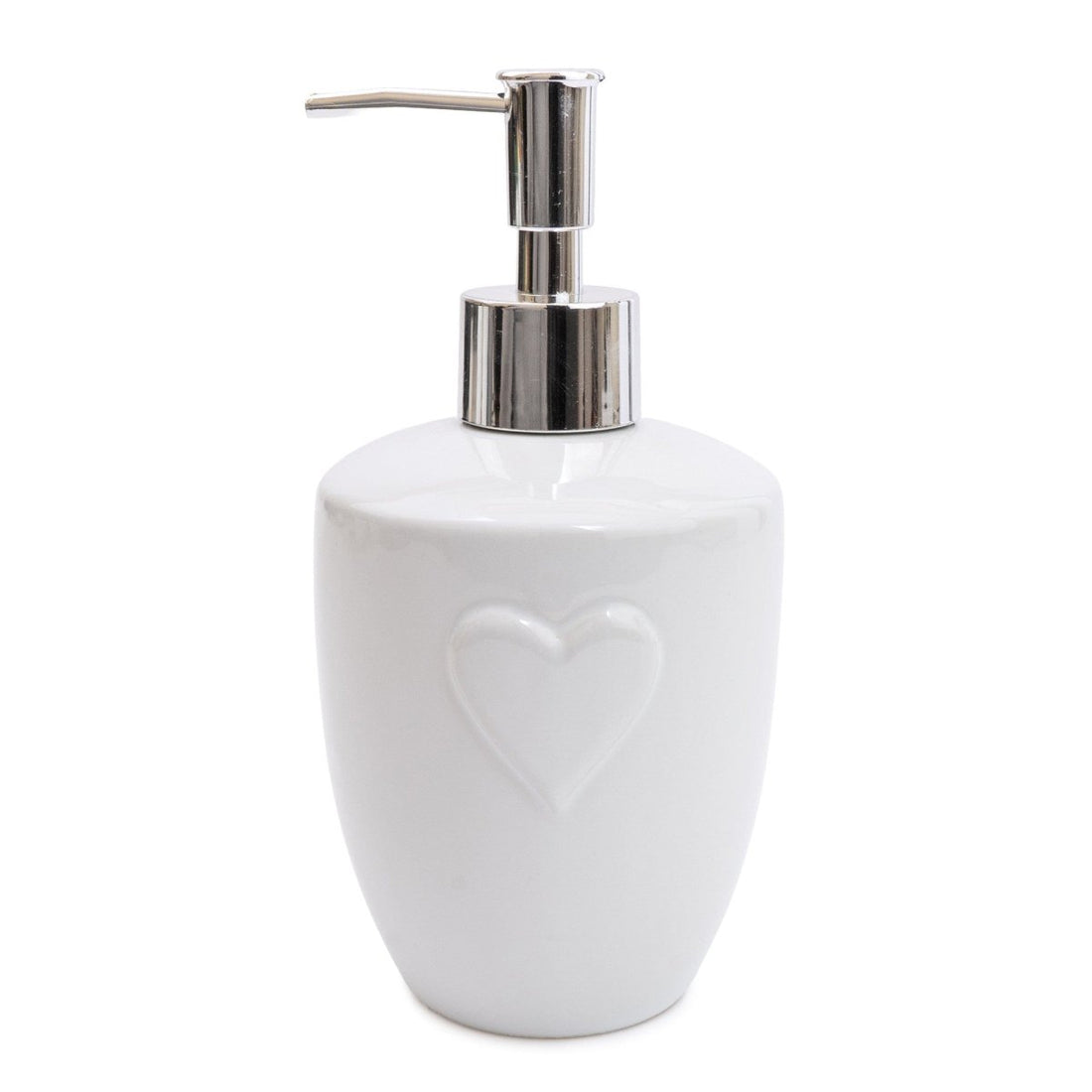 White Embossed Heart Lotion Dispenser - RUTHERFORD & Co