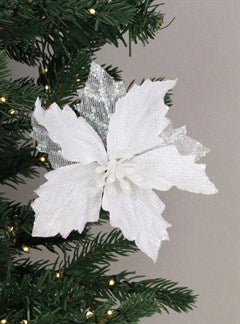 White Fabric Poinsetta Clip - RUTHERFORD & Co