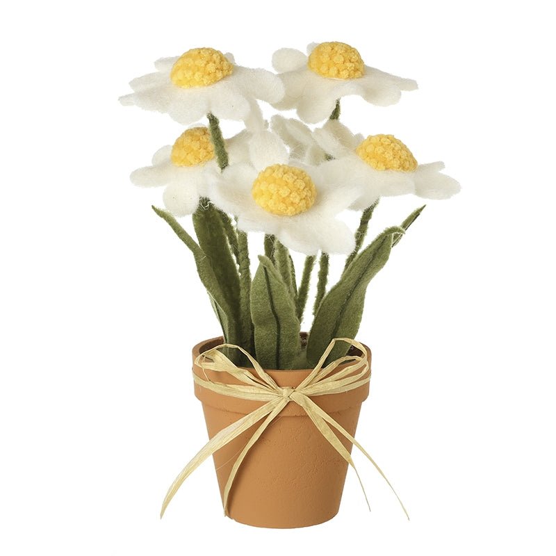 White Felt Flowers In Pot - RUTHERFORD & Co